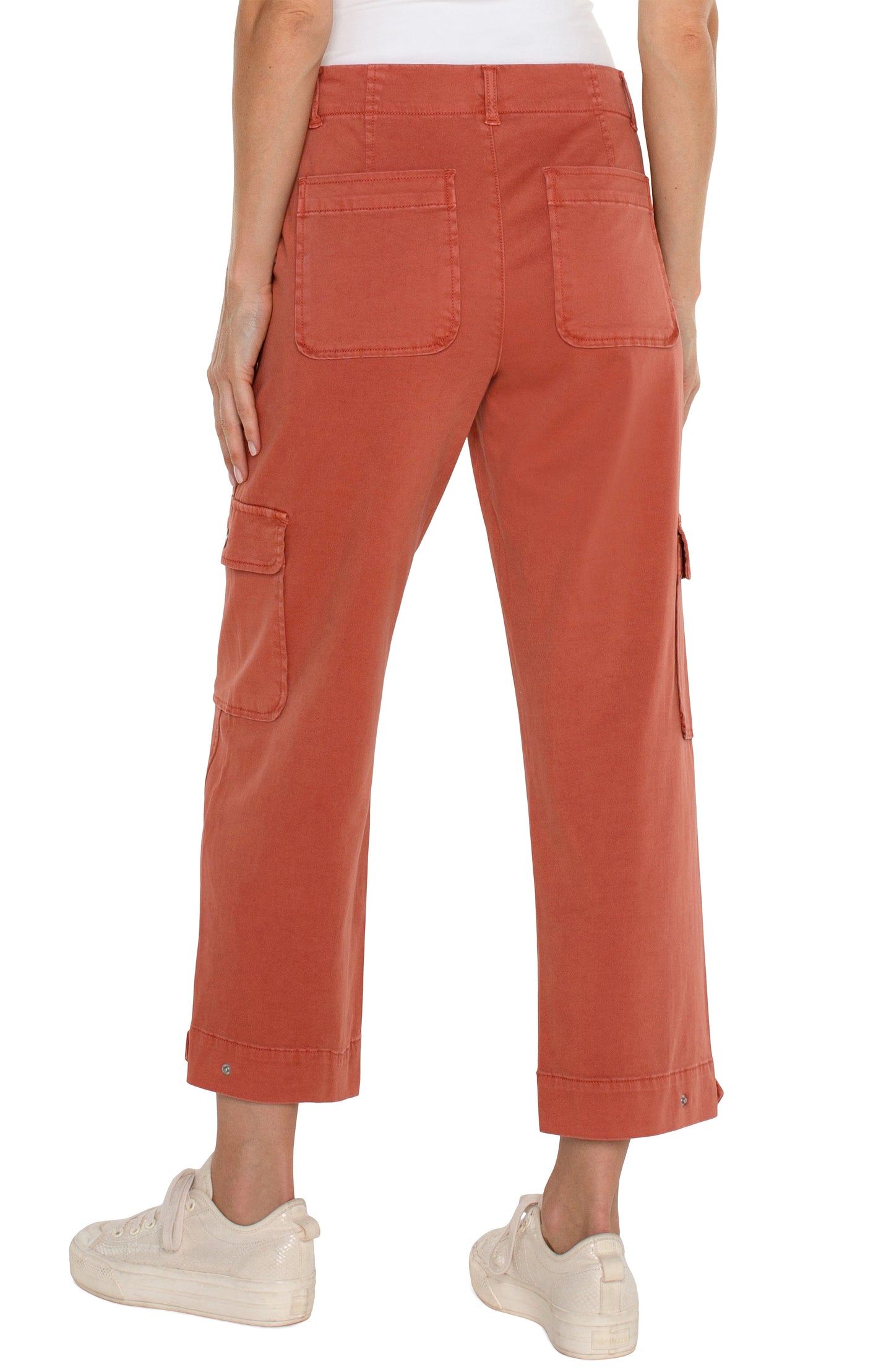 Utility Crop with Tab Hem and Cargo Pockets 26 inch inseam (Terracotta)