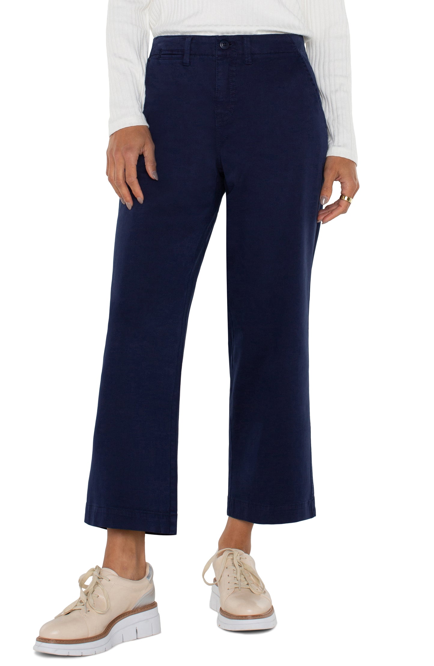 Liverpool Wide Leg Crop Trouser w/ Flap Pockets 27in Inseam (Lapis Ink)