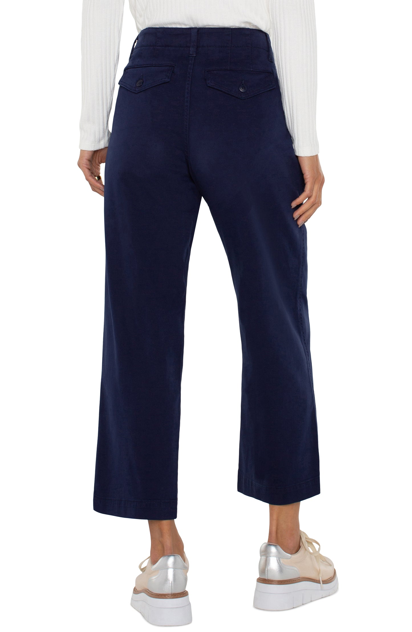 Liverpool Wide Leg Crop Trouser w/ Flap Pockets 27in Inseam (Lapis Ink)