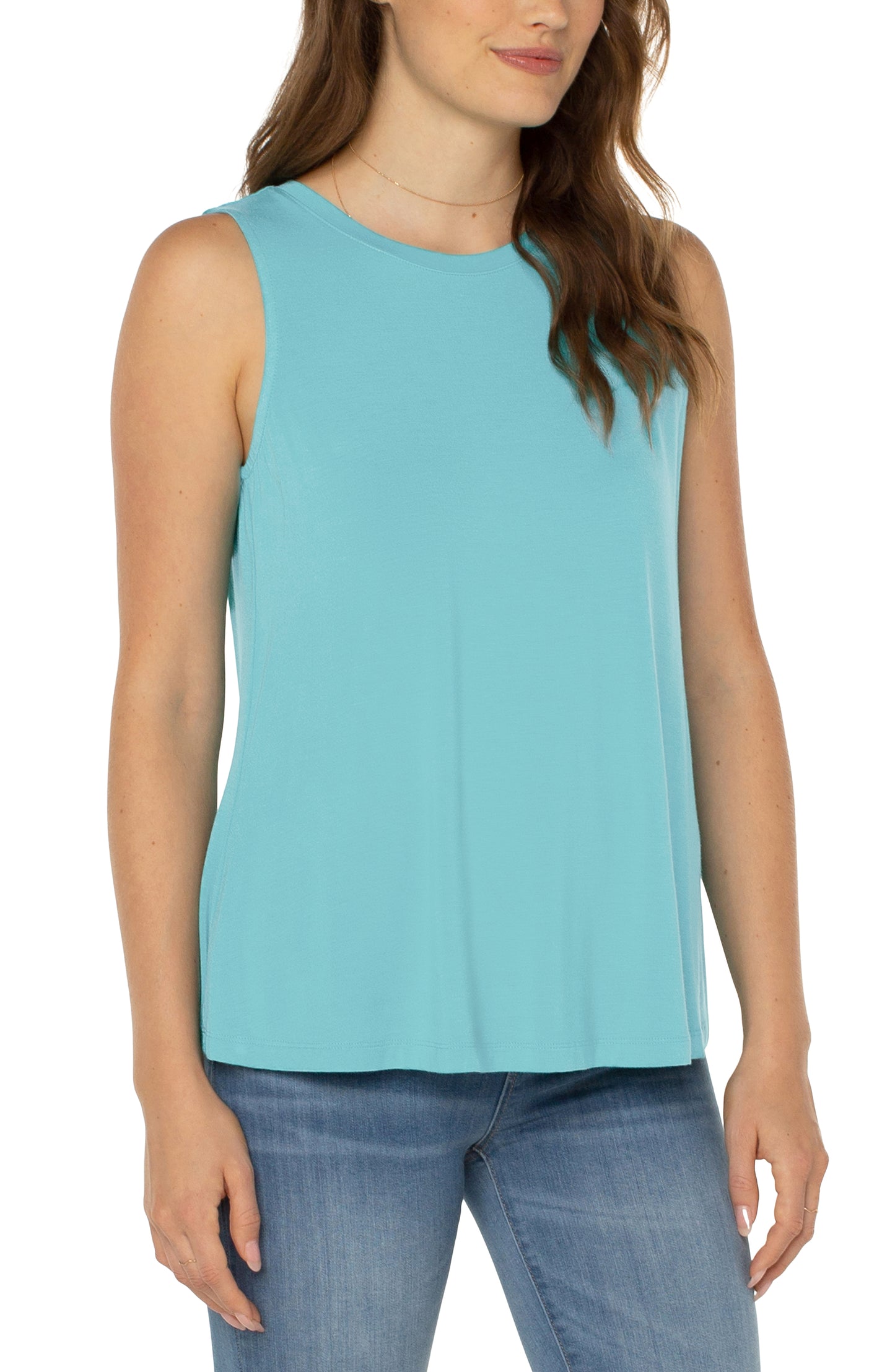 Liverpool Sleeveless Scoop Neck Tank (Turquoise Tide)