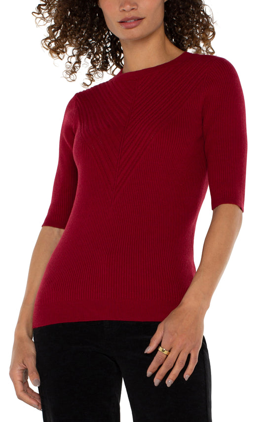 Liverpool Elbow Sleeve Crew Neck Sweater (Ruby Red)