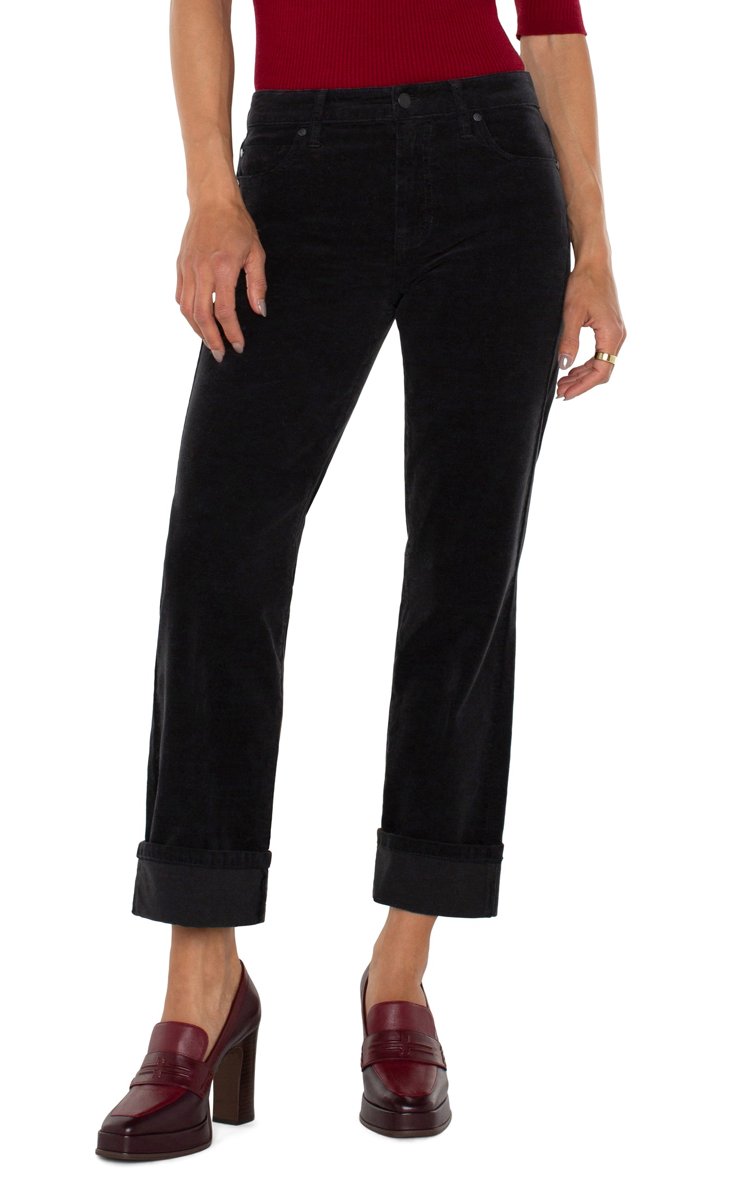 Liverpool Corduroy Marley Girlfriend Cuffed 27"/30" inseam (Onyx)