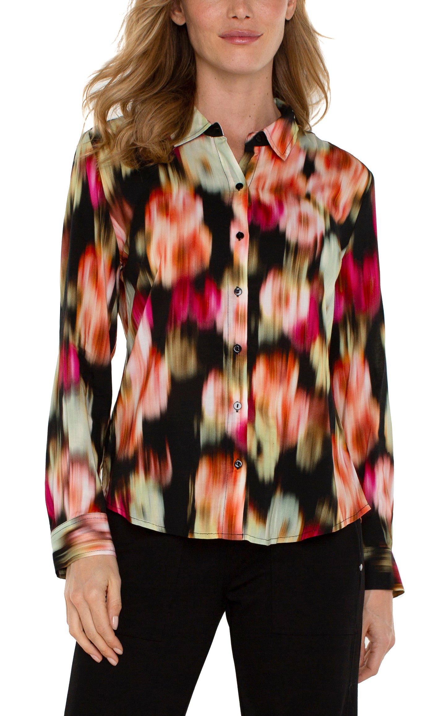 Liverpool Long Sleeve Botton Front Woven Shirt (Star Ruby Floral)