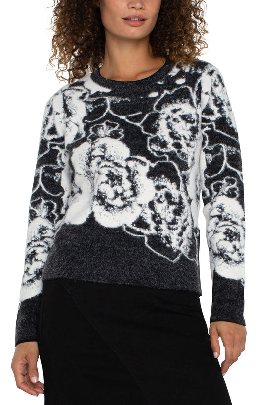 Liverpool Long Sleeve Crew Neck Sweater (Black/White Floral)