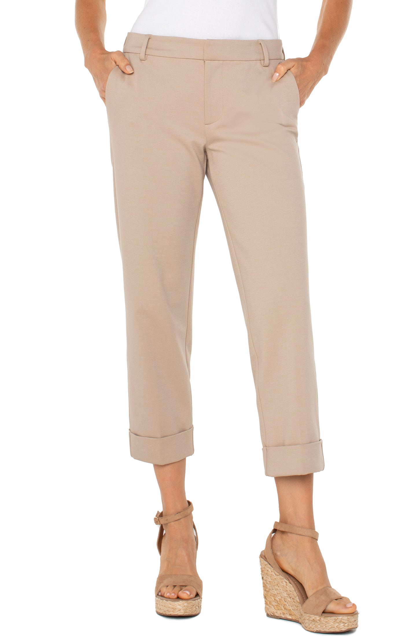 Liverpool Kelsey Crop Trouser 25" Inseam (Biscuit Tan)