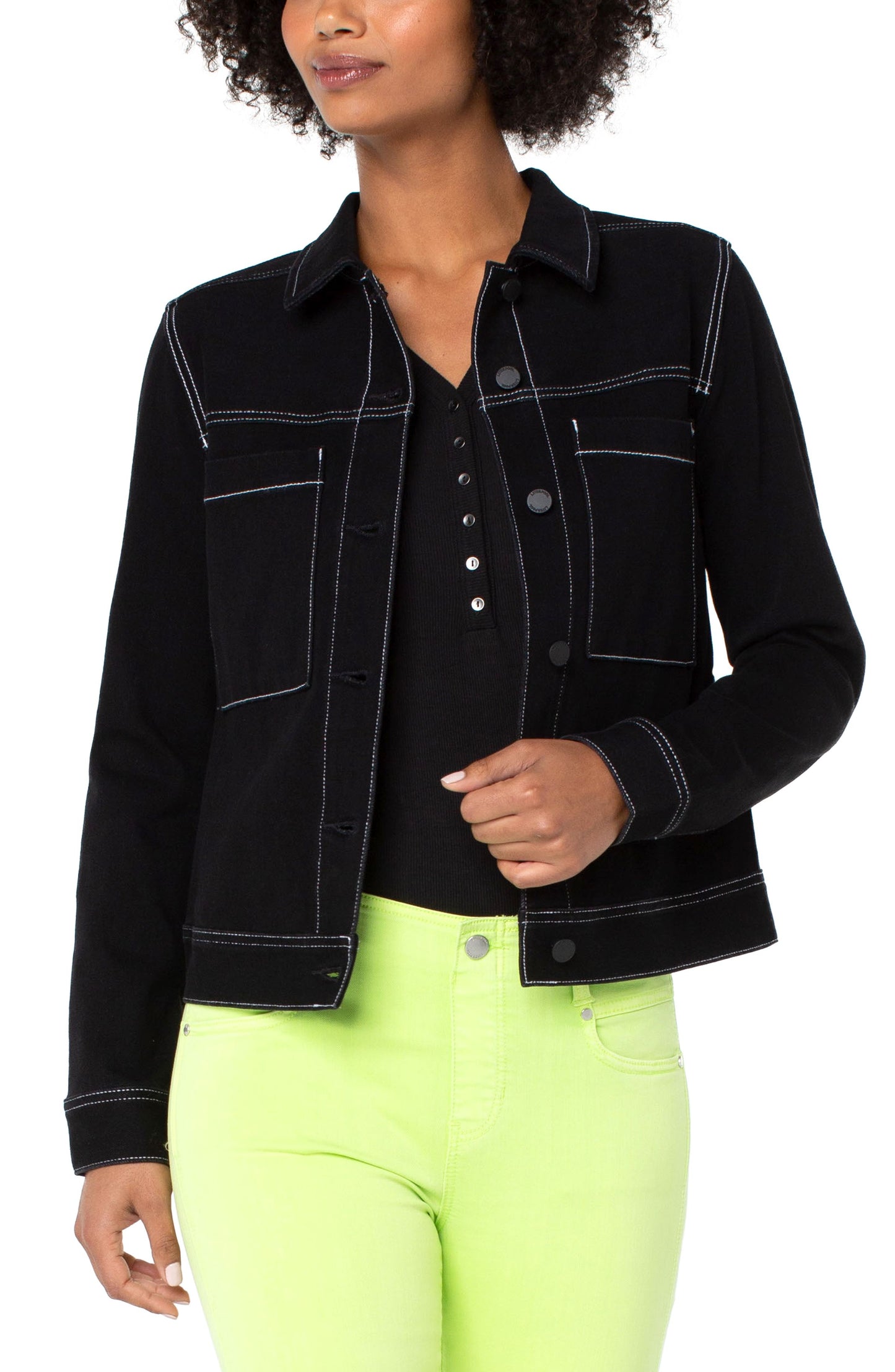 Liverpool Utility Trucker with Contrast Stitch (City Black)