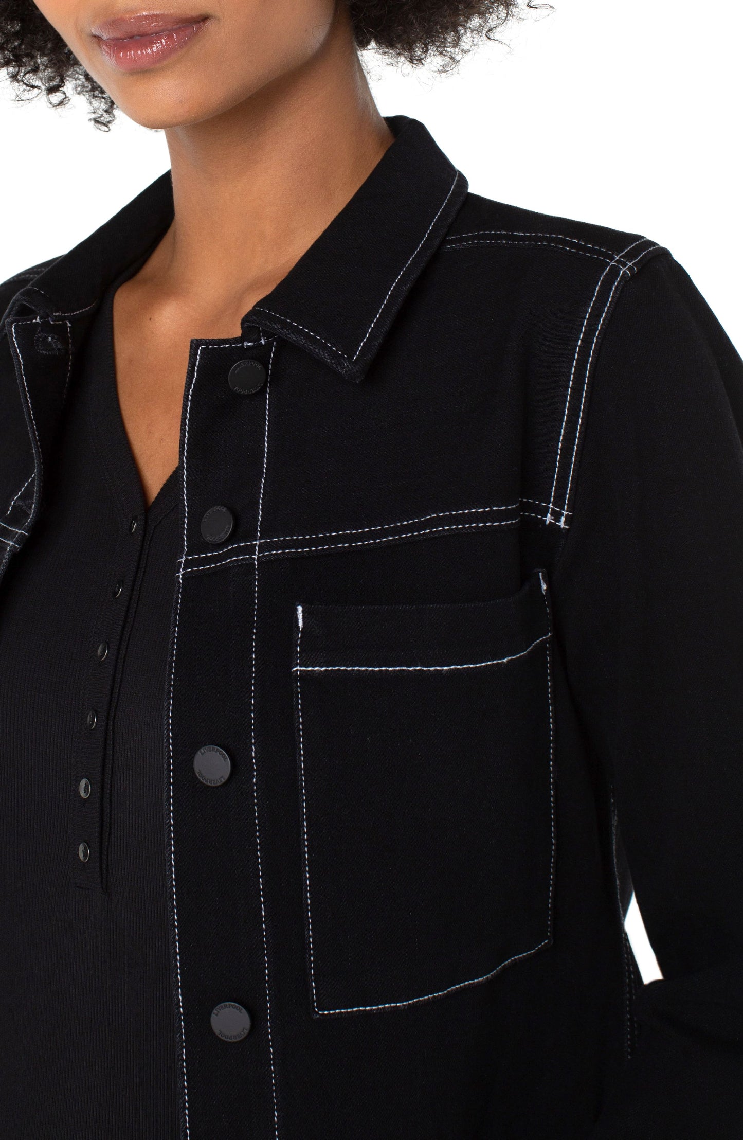 Liverpool Utility Trucker with Contrast Stitch (City Black)
