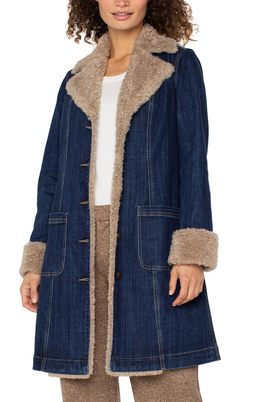 Liverpool Sherpa Trimmed Notch Collar Jacket (Rinse Wash)