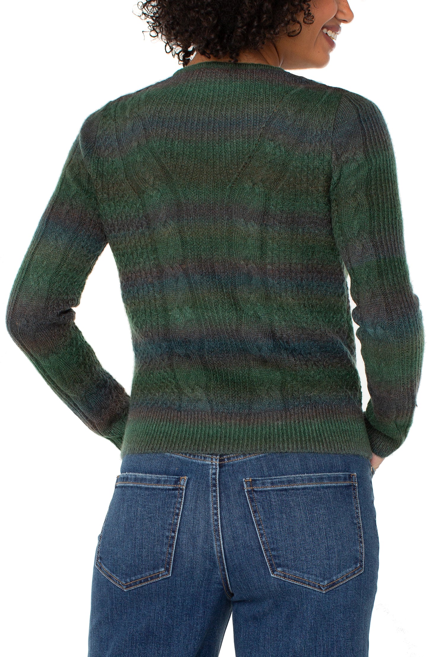 Liverpool Long Sleeve Drop Shoulder V-neck Sweater (Emerald Multi Spacedye)