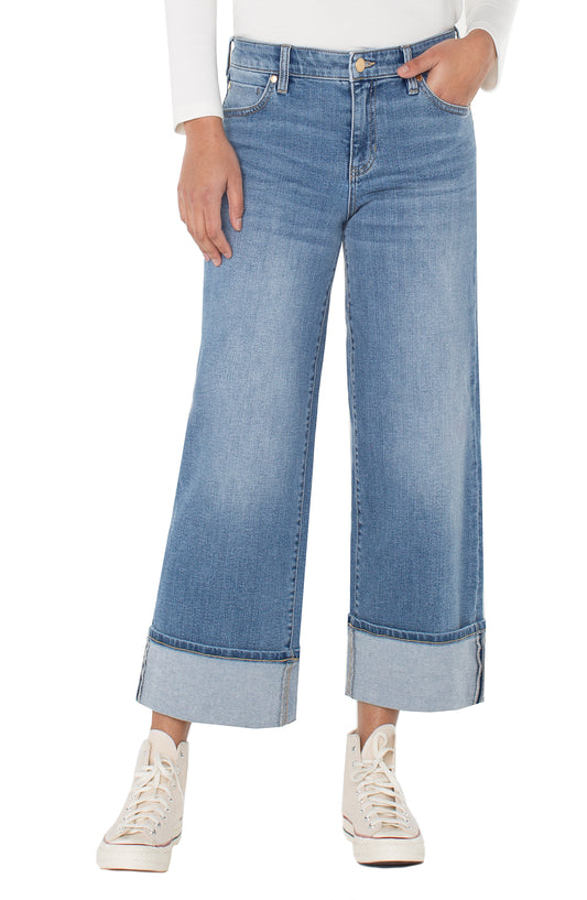 Liverpool Morgan Cuffed Wide Leg (27" inseam cuffed) (Klamath)