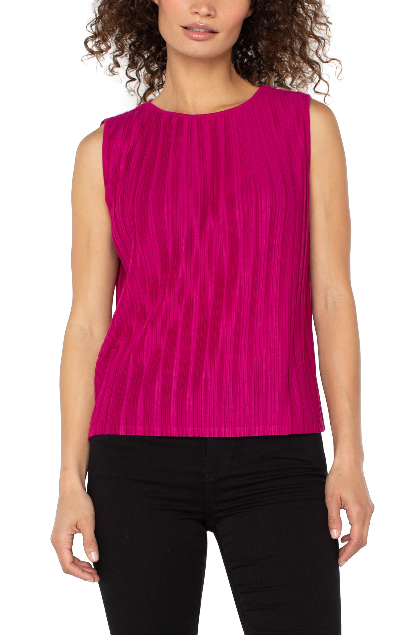Liverpool Sleeveless Crew Neck Knit Top (Dark Currant)