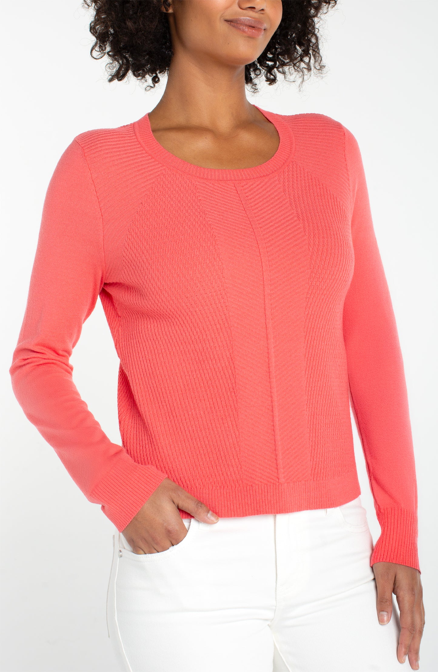 Liverpool Long Sleeve Crew Neck Sweater (Sunset Coral)