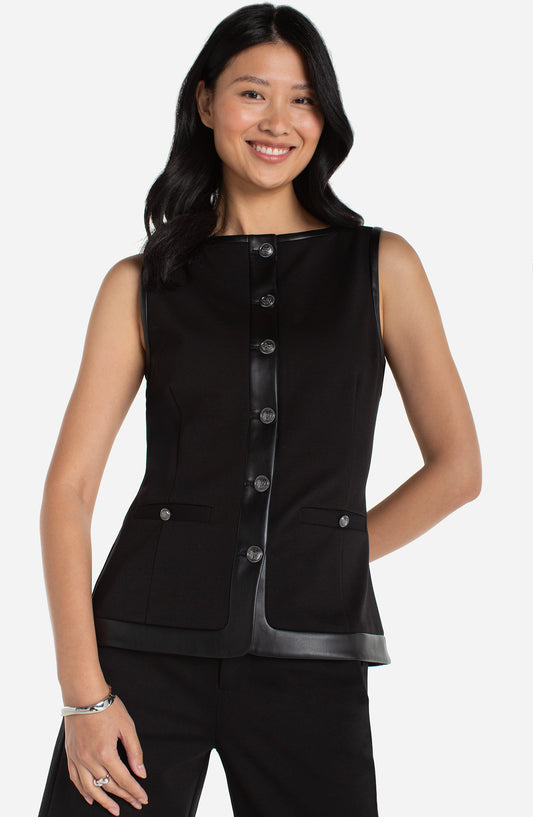 Liverpool Boatneck Vest W/ PU Trim