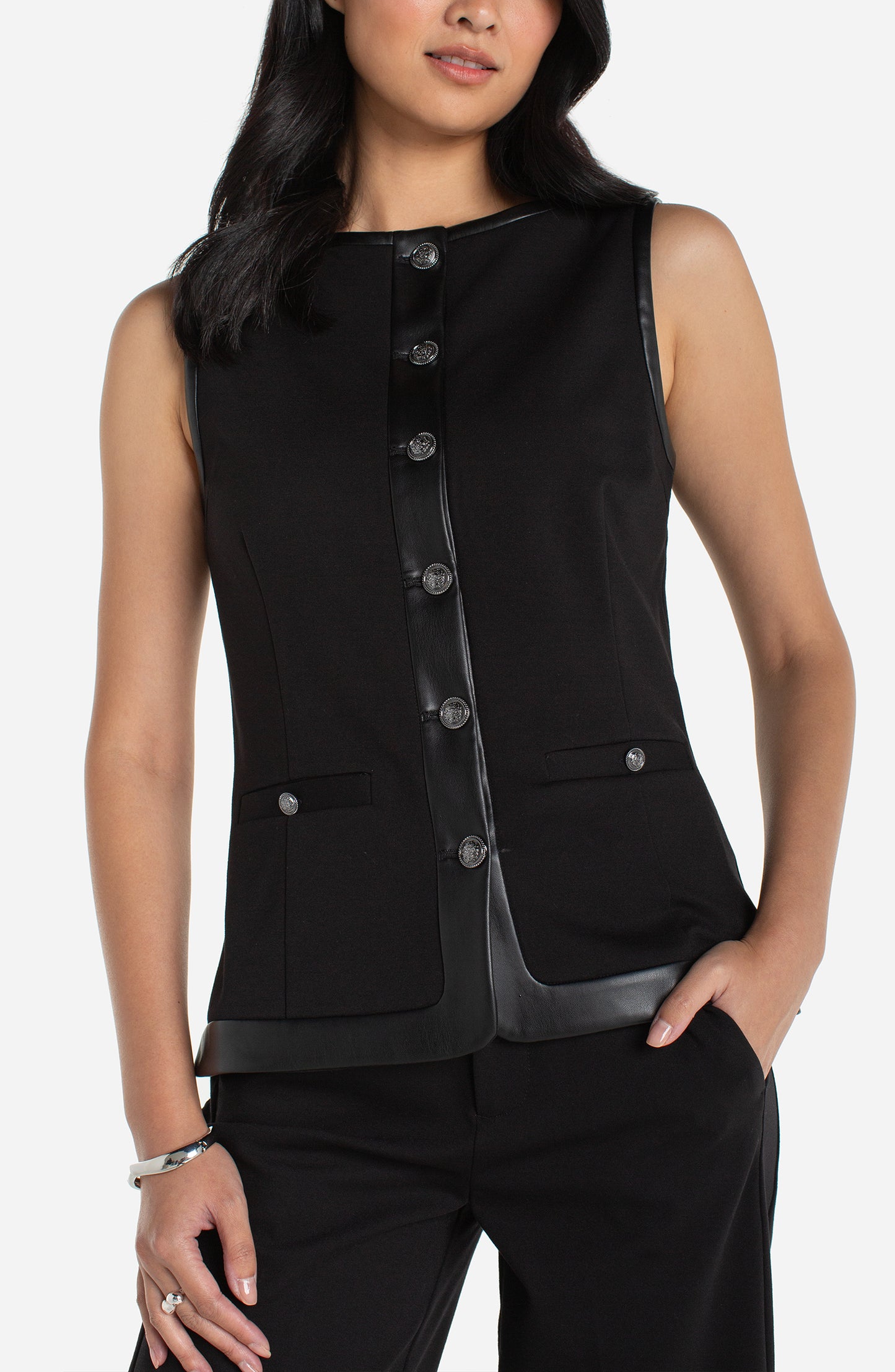 Liverpool Boatneck Vest W/ PU Trim