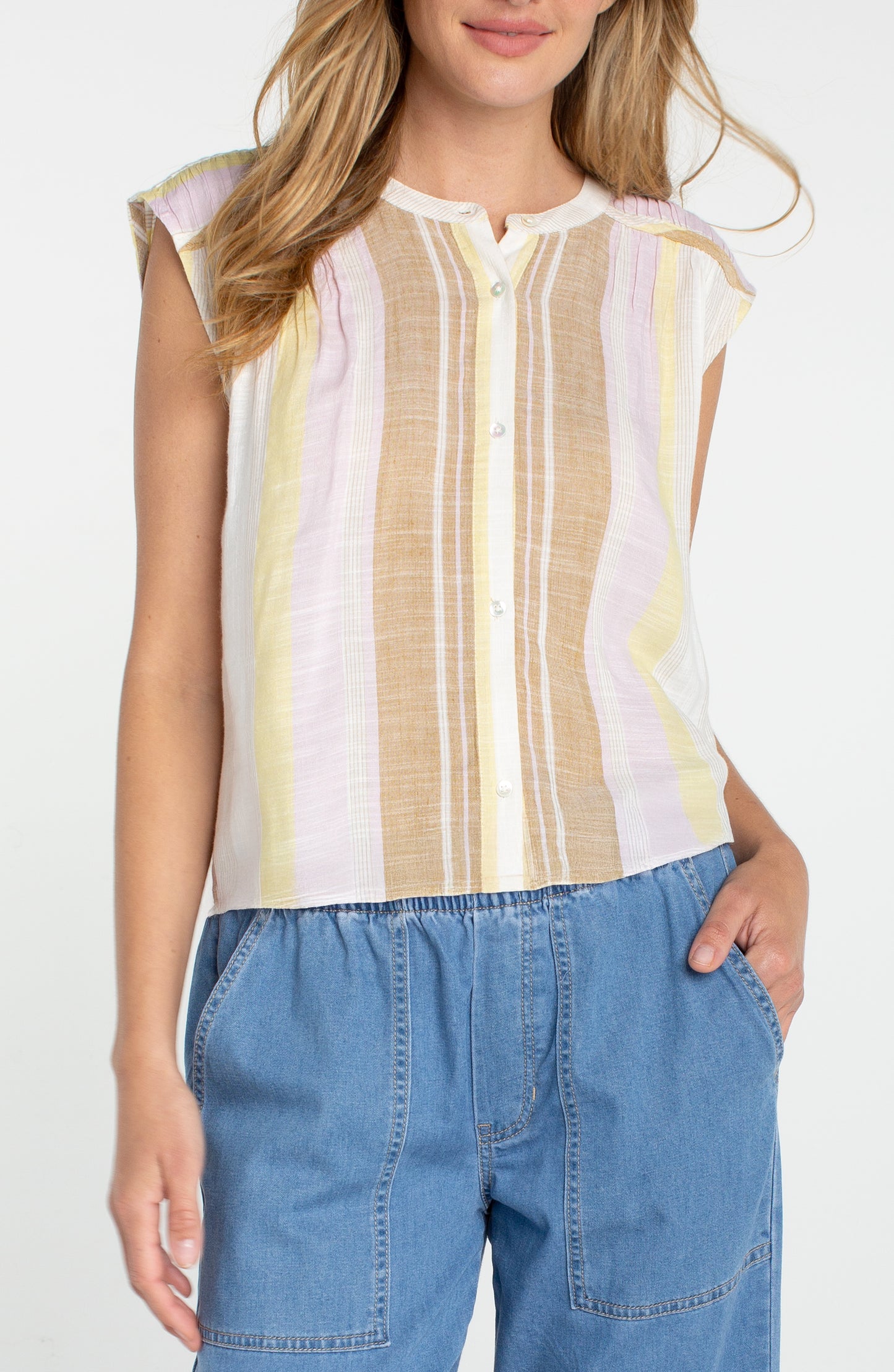 Liverpool Dolman Button Front Blouse W/ Shirring