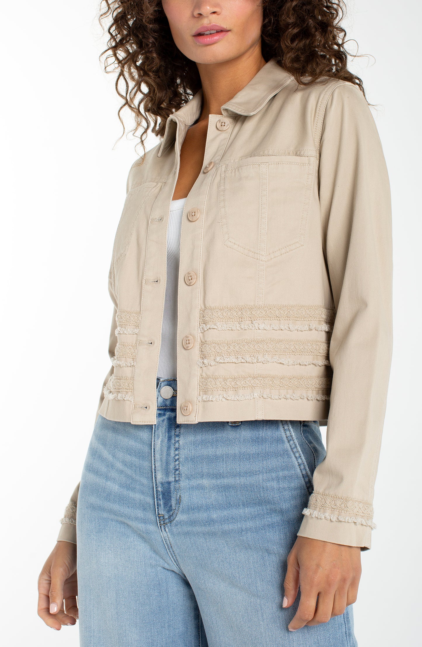 Liverpool Trucker Jacket W/ Fray and Lace