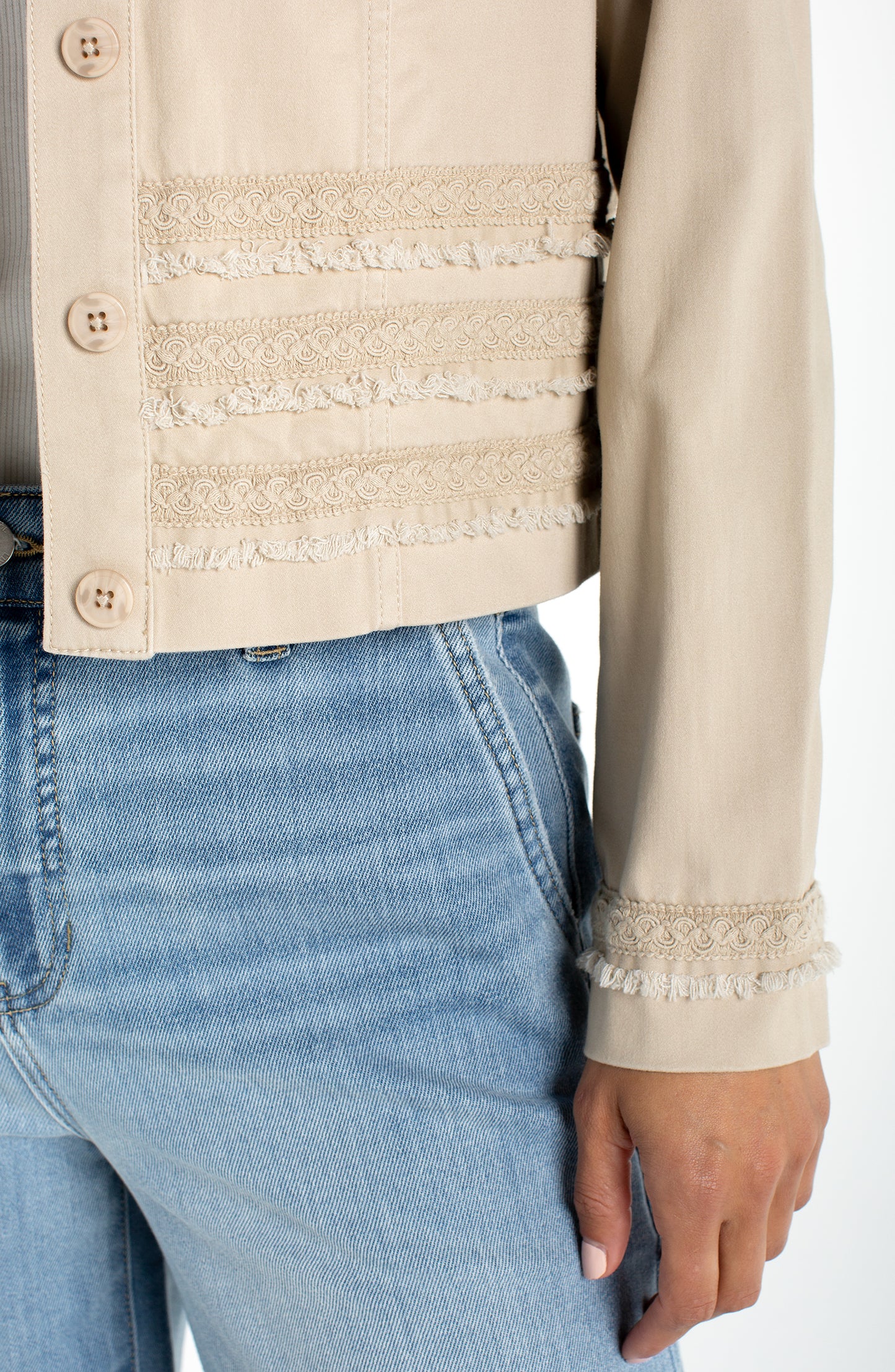 Liverpool Trucker Jacket W/ Fray and Lace