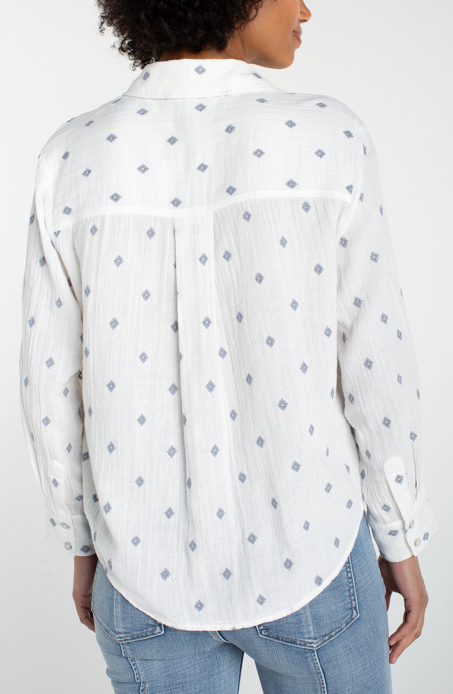 Liverpool Long Sleeve Button Front Shirt W/ High Low