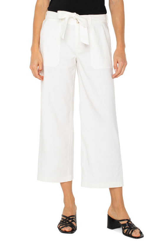Liverpool Belted Wide Leg Crop (25" Inseam)