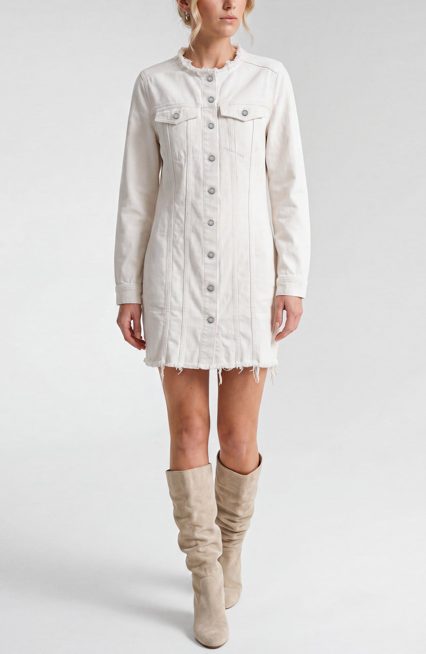 Liverpool Collarless Trucker Dress