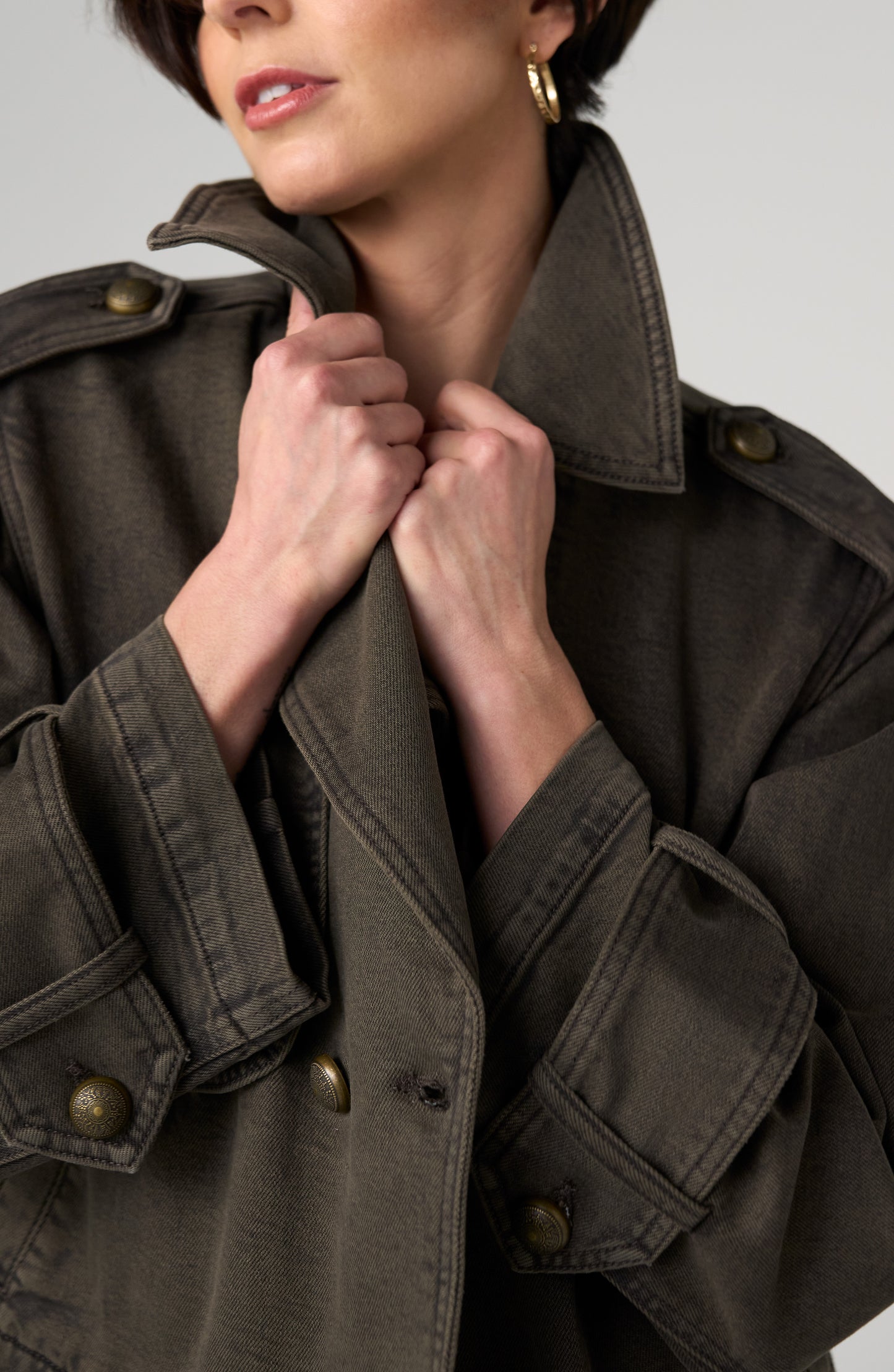 Liverpool Cropped Denim Trench