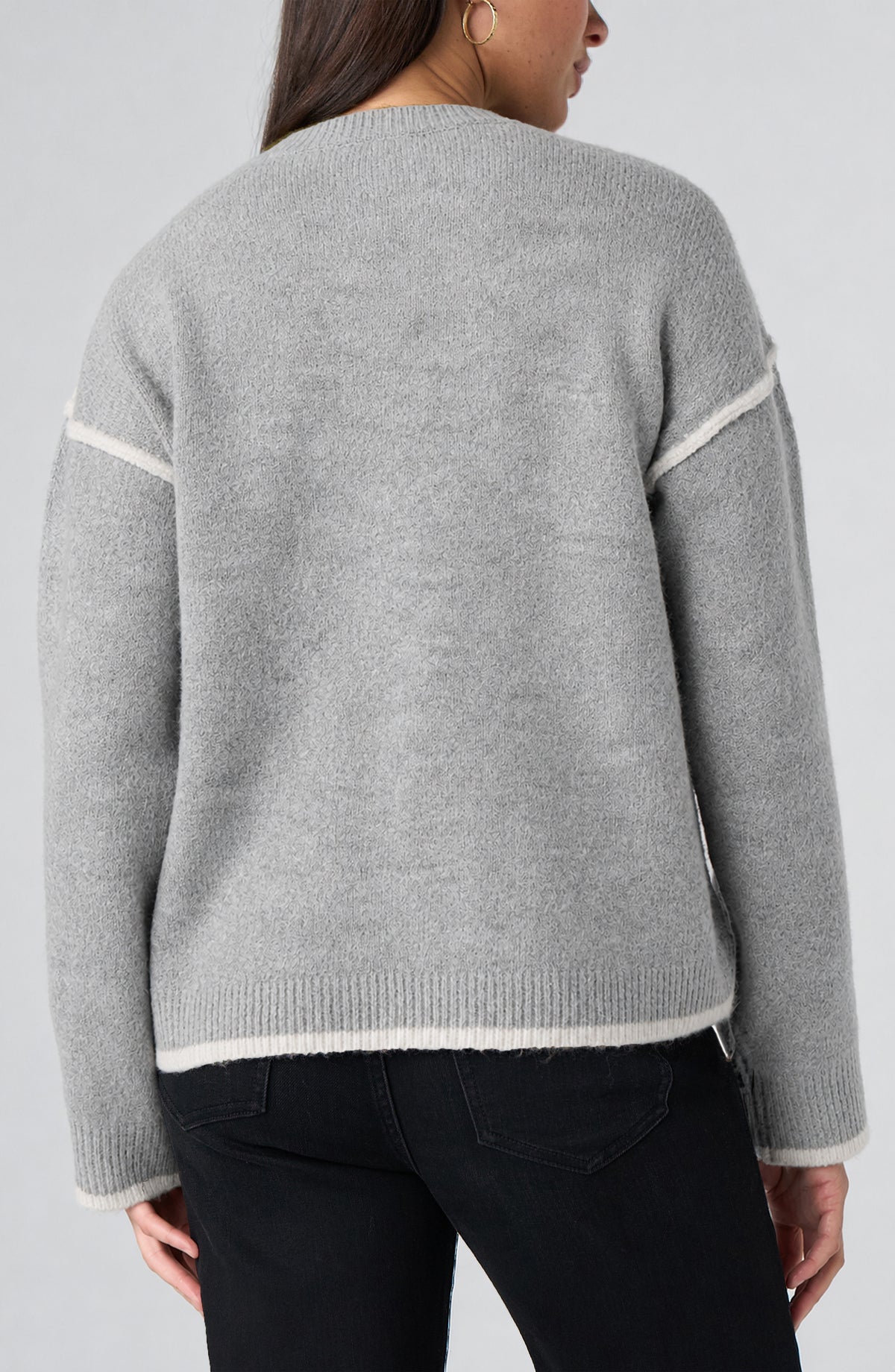 Liverpool Long Sleeve Crewneck Sweater W/ Cream Tulip Hem