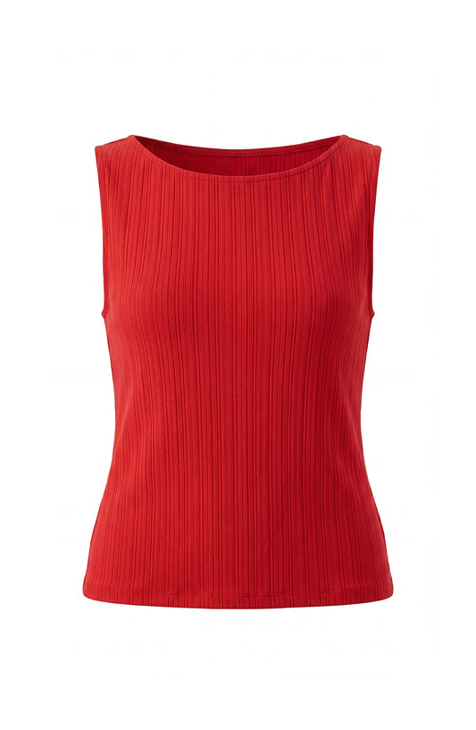 Liverpool Sleeveless Boat Neck Knit Top (Poppy Red)