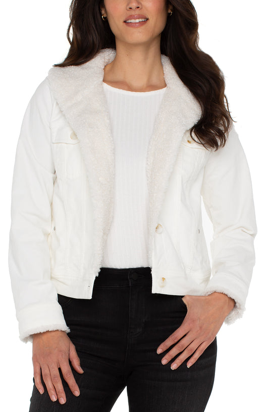 Liverpool Corduroy Sherpa Collar Trucker Jacket (Vintage White)