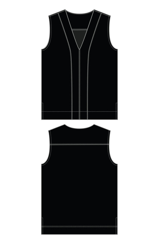 Liverpool Sleeveless Woven-to-Knit Top (Black)