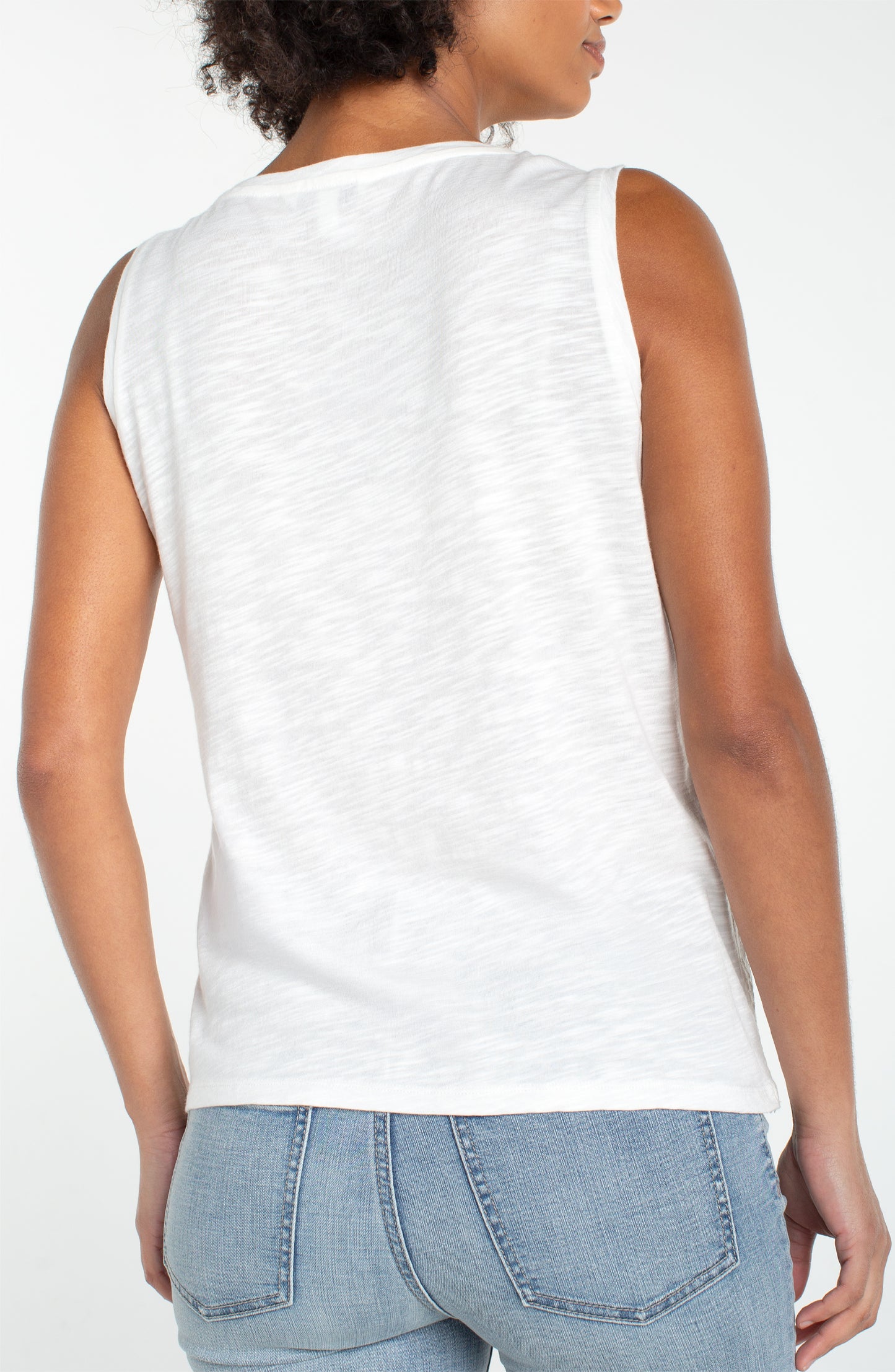 Liverpool Sleeveless Lace-to-Knit Hybrid Top (Whipped Cream)