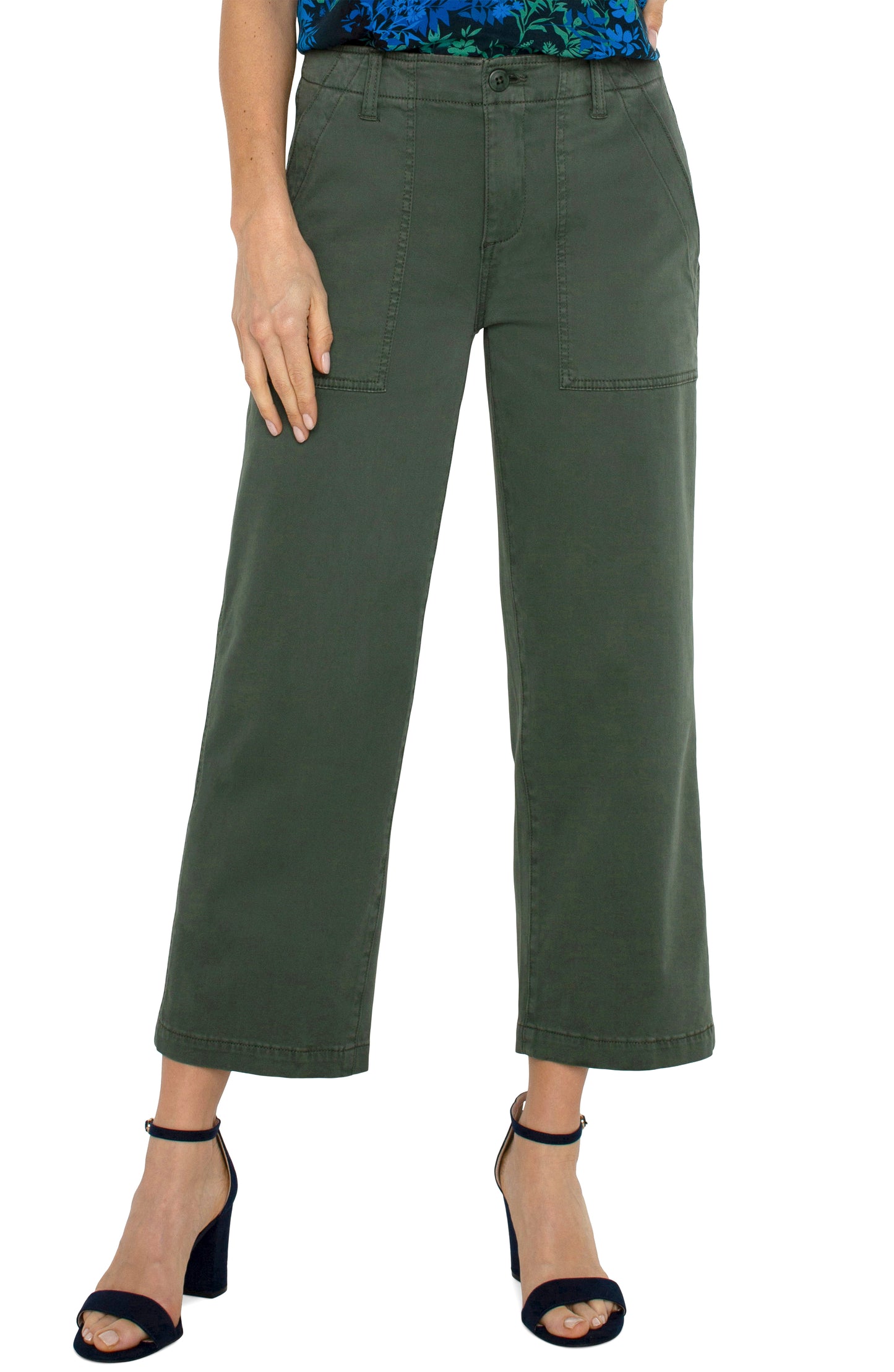 Liverpool Cargo Crop Wide Leg 26" inseam (Moss Green)