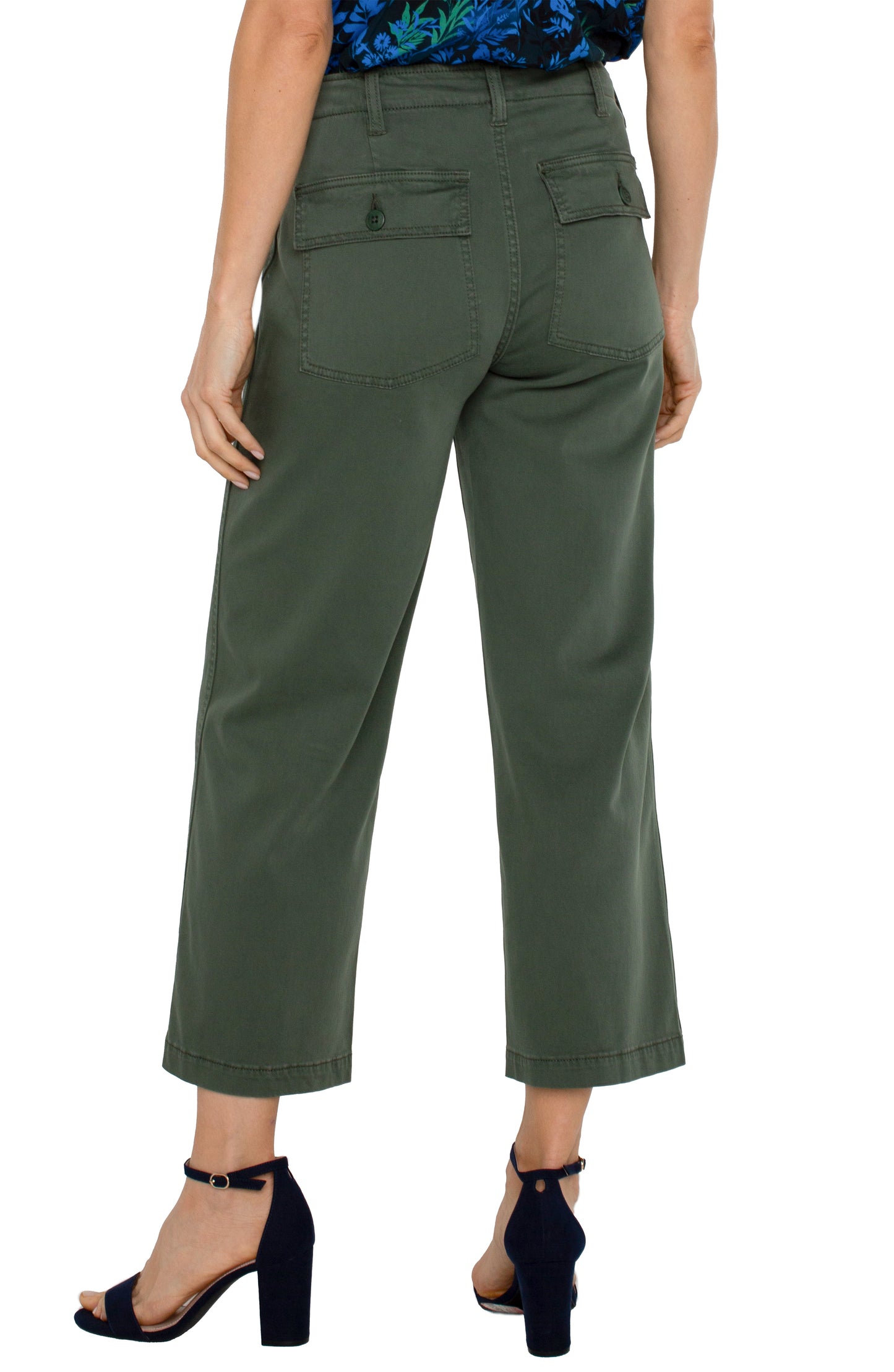 Liverpool Cargo Crop Wide Leg 26" inseam (Moss Green)