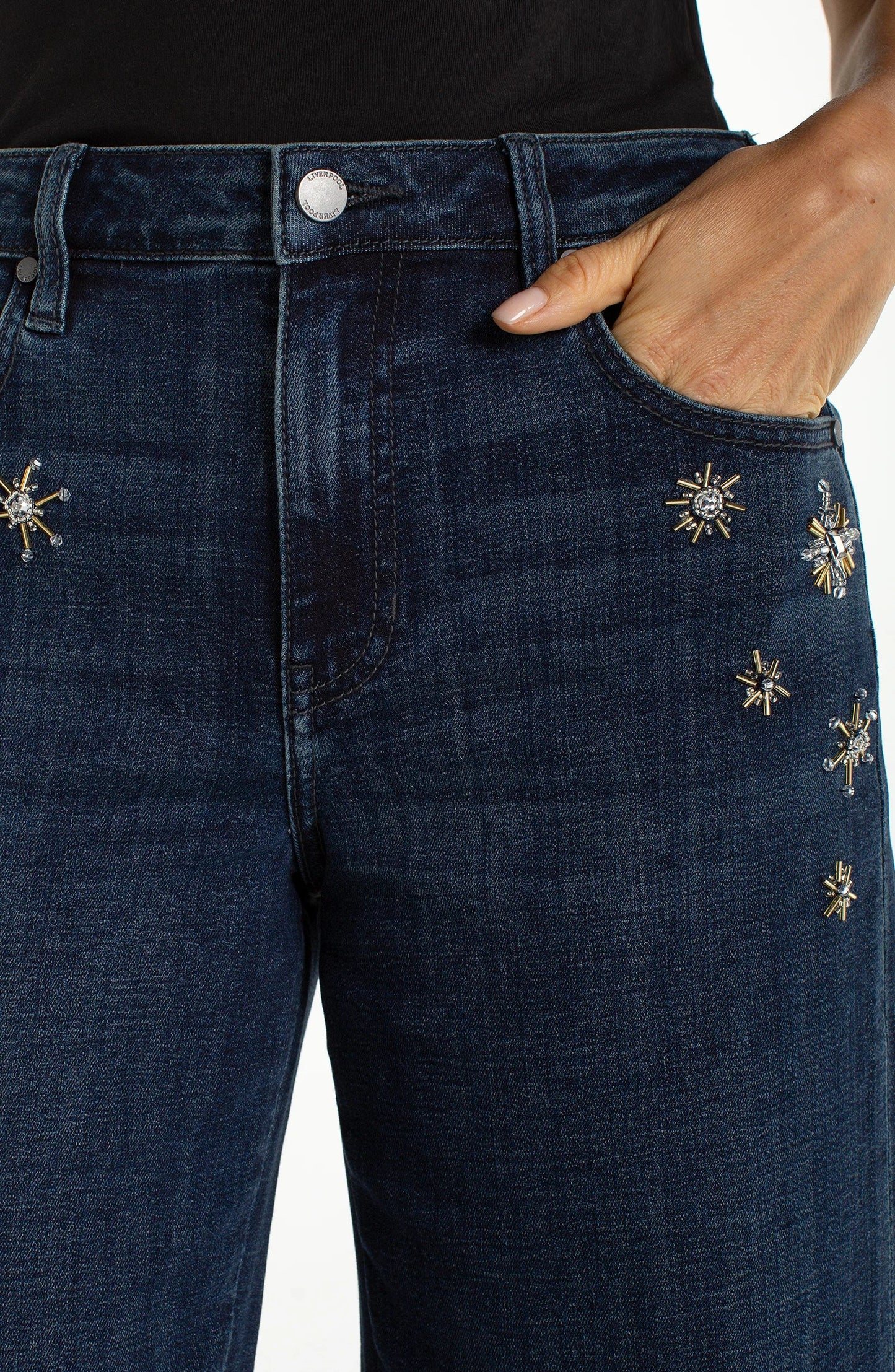 Liverpool Stride Wide Leg Luxe Collection (30" inseam) (Crystal Snowflake)