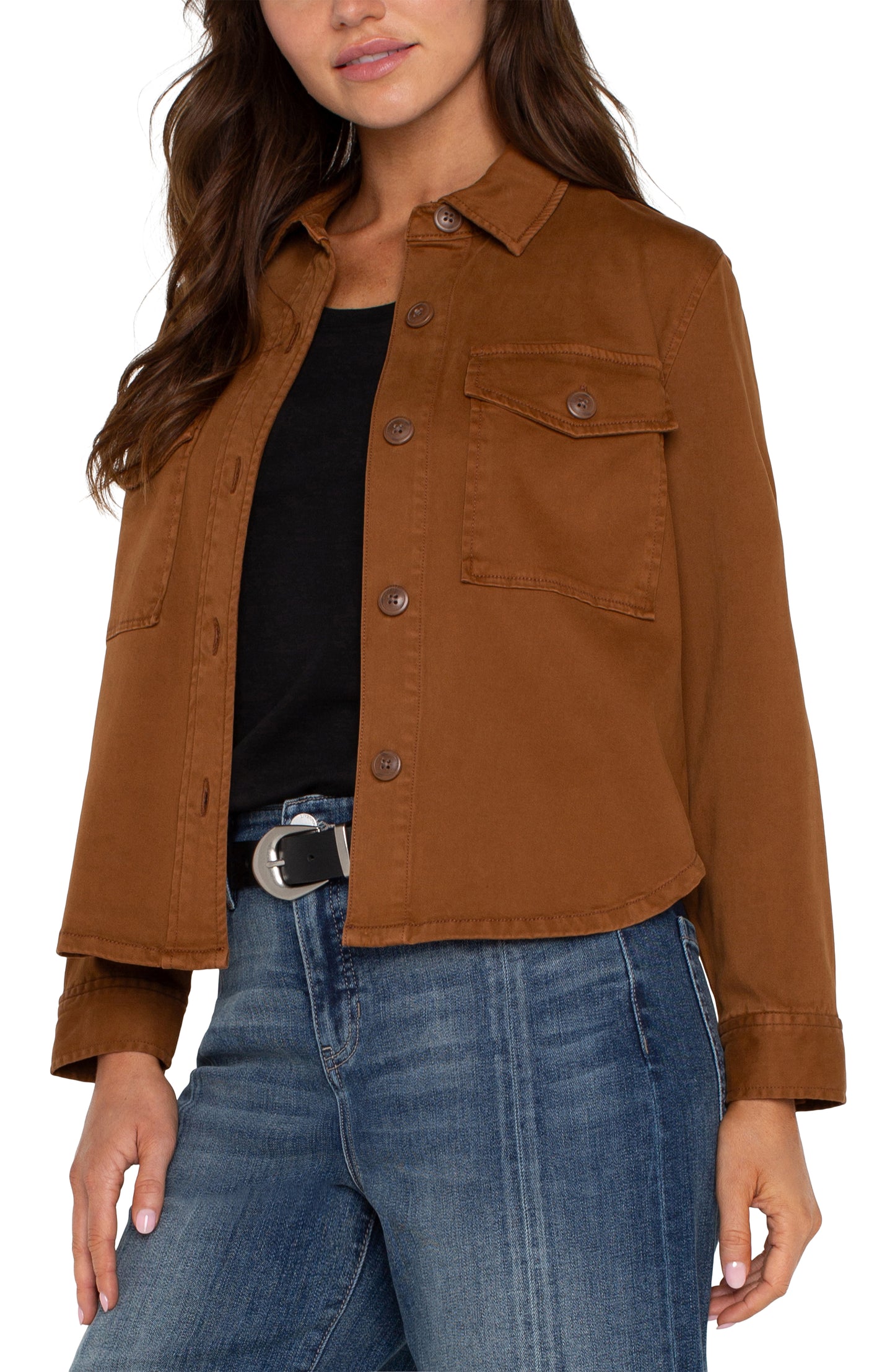 Liverpool Cropped Shirt Jacket (Jasper Brown)