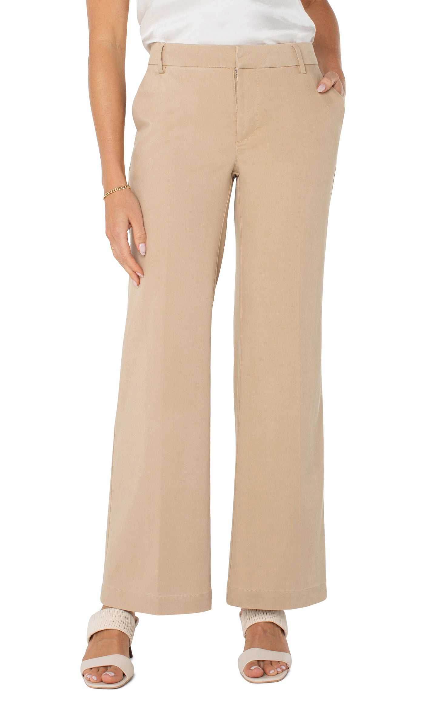 Liverpool Kelsey Wide Leg Trouser 31" Inseam (Sand Dune)