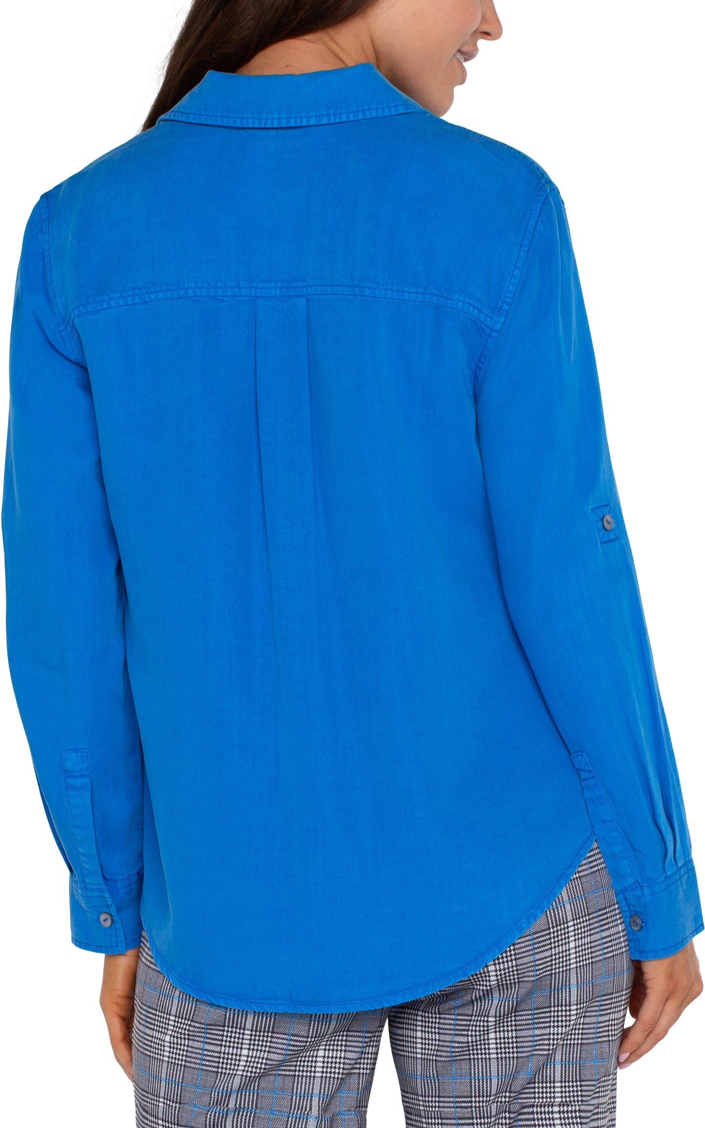 Liverpool Long Rolled Sleeve Woven Shirt (Blue Topaz)