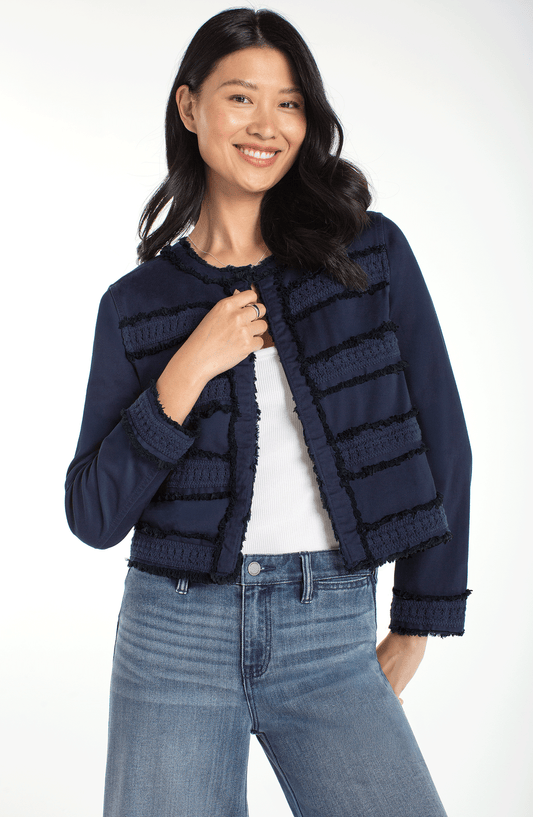 Liverpool Collarless Jacket w/ Fray & Lace (Deep Midnight)