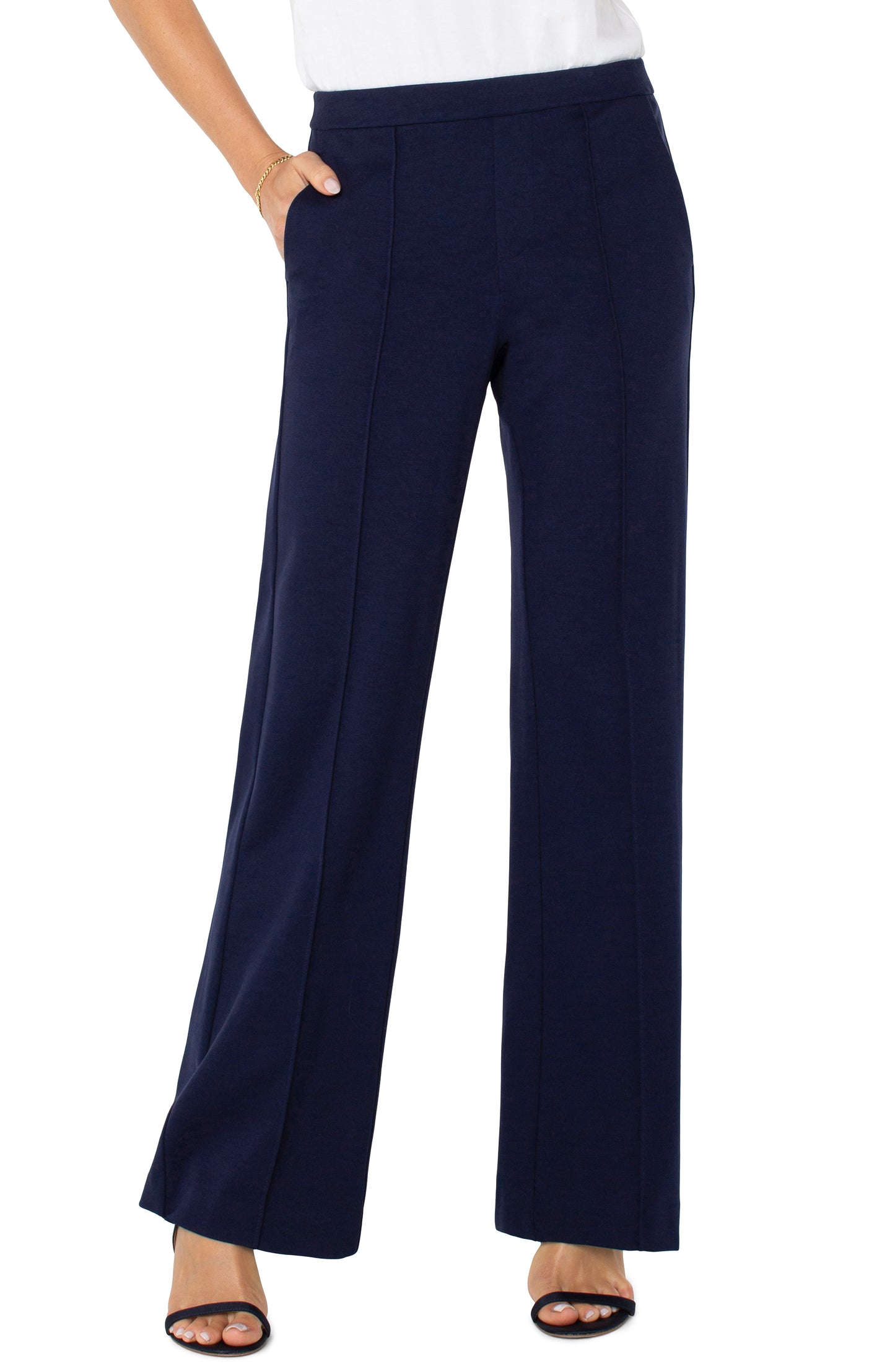 Liverpool Pull on Wide Leg Trouser 31" Inseam (Cadet Blue)