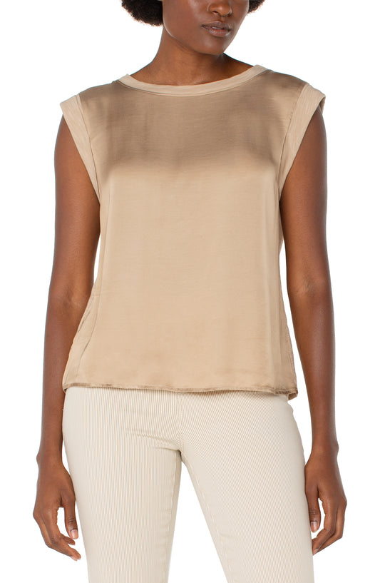 Liverpool Sleeveless Woven Knit Top (Champagne)