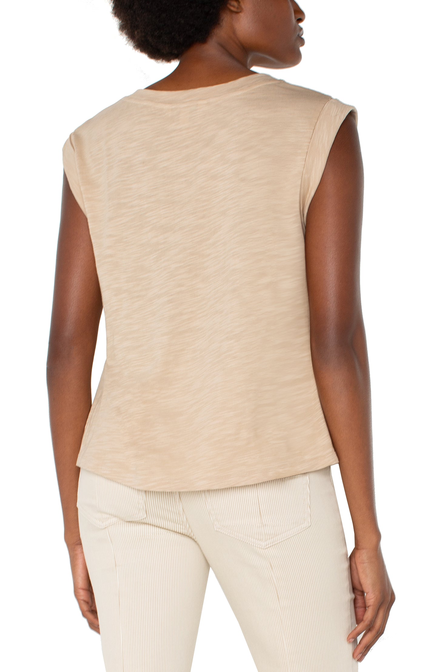 Liverpool Sleeveless Woven Knit Top (Champagne)