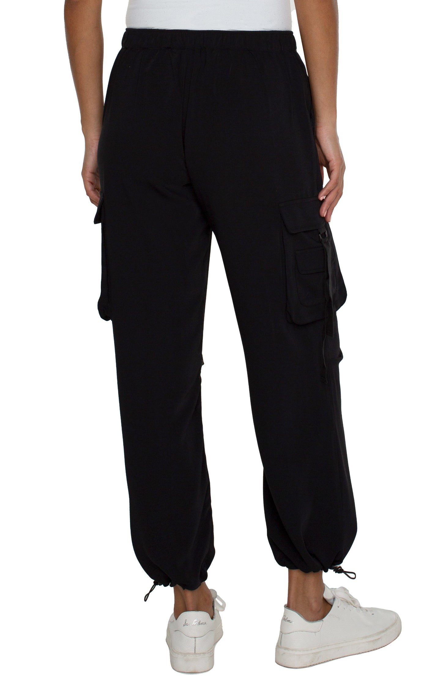 Liverpool Pull-On Parachute Cargo Pants (Black)