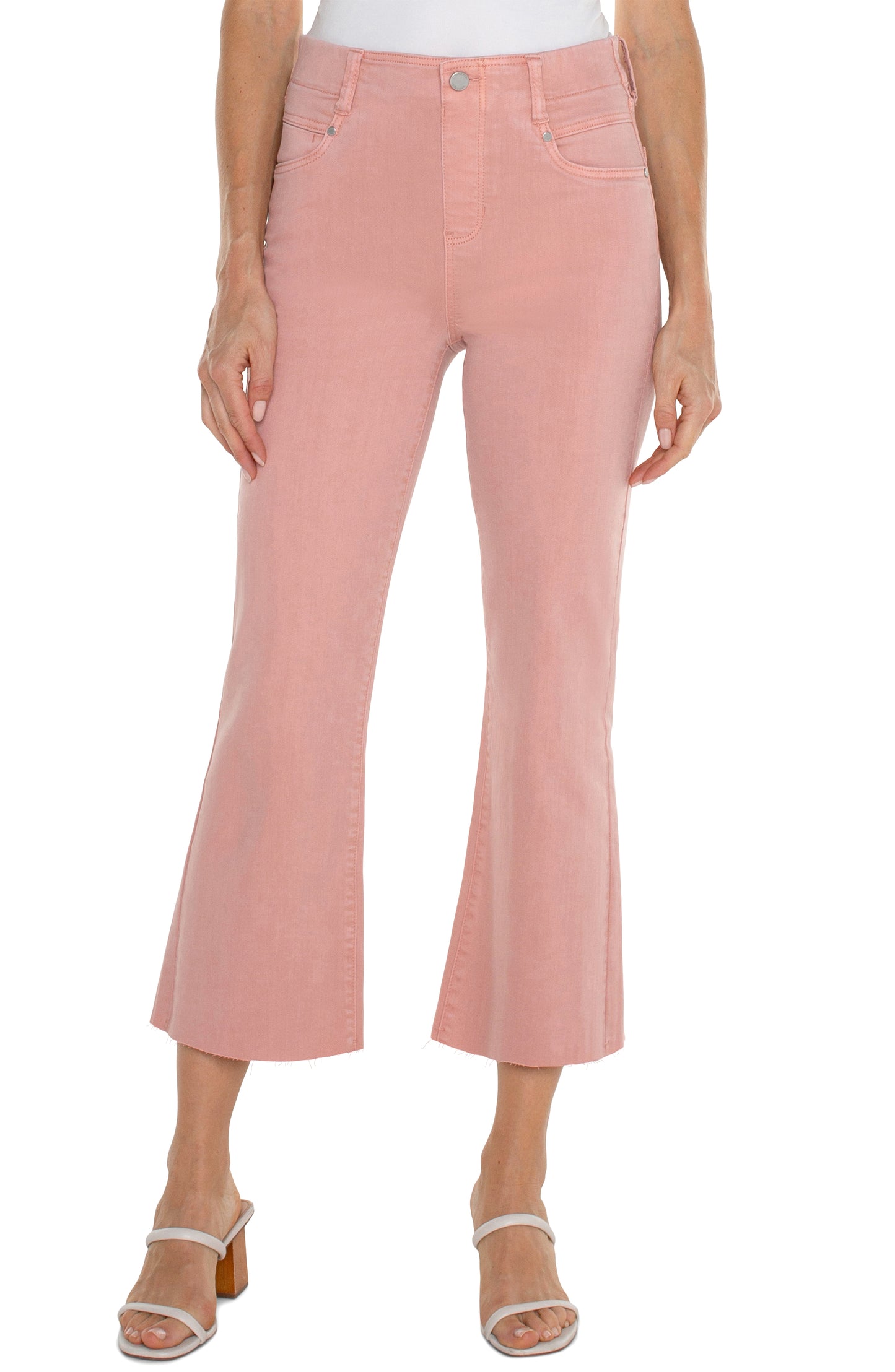 Liverpool Gia Glider Crop Flare w/ Back Pleat 25.5in (rose blush)