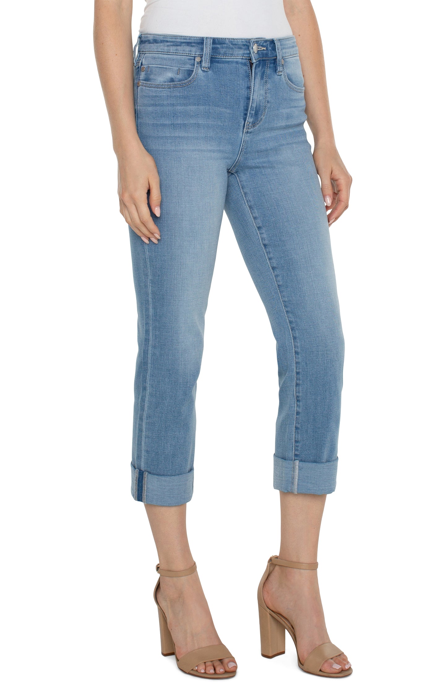 Liverpool Charlie Crop Wide Rolled Cuff Jeans (abbot kinney)