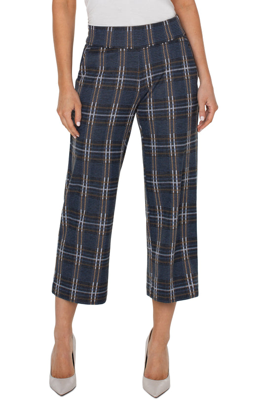Liverpool's Mabel Pull on Crop Straight (Queen Blue Grey Plaid)