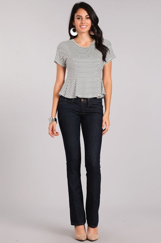 Striped Knit Waist Length Top