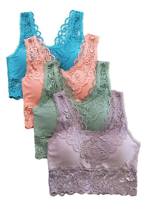 Padded lace bralette w scalloped edges