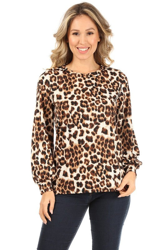 Cheetah Printed Long Sleeve Top