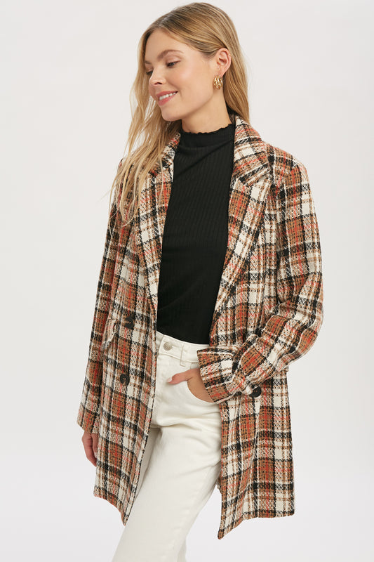 Plaid Coat Double Breasted