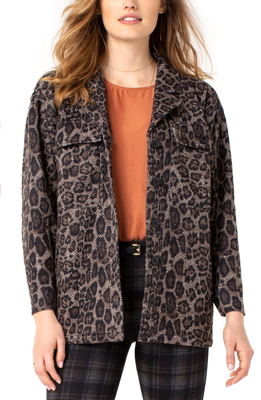 Liverpool Button Front Boxy Jacket (leopard)