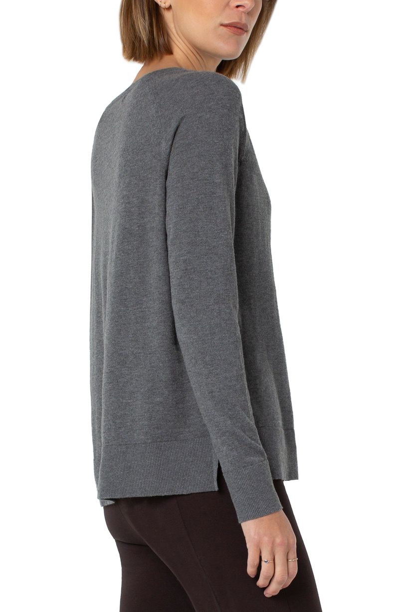 Liverpool Raglan Long Sleeve Sweater (black, off white, and heather grey)
